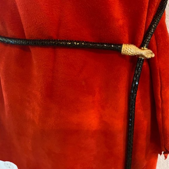 Designer Sample 3pc RED Suede LEATHER Ragged Edge TOP SKIRT &BLACK Snake BELT ~M - Picture 3 of 14